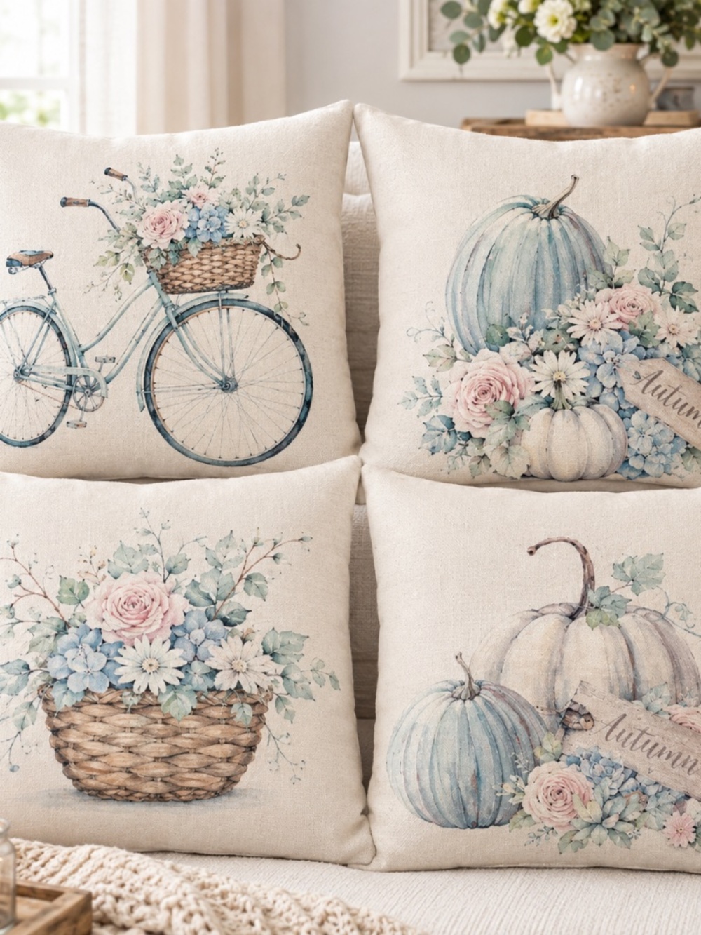 Farmhouse Pumpkin Pillow Cover Set of 4